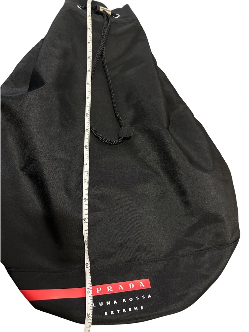 Prada Luna Rossa Black Drawstring Duffle Bag Gym Bag
